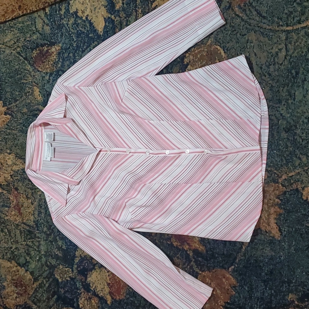 Worthington  Stretch easy care  Small size with stripe buttons down blouse